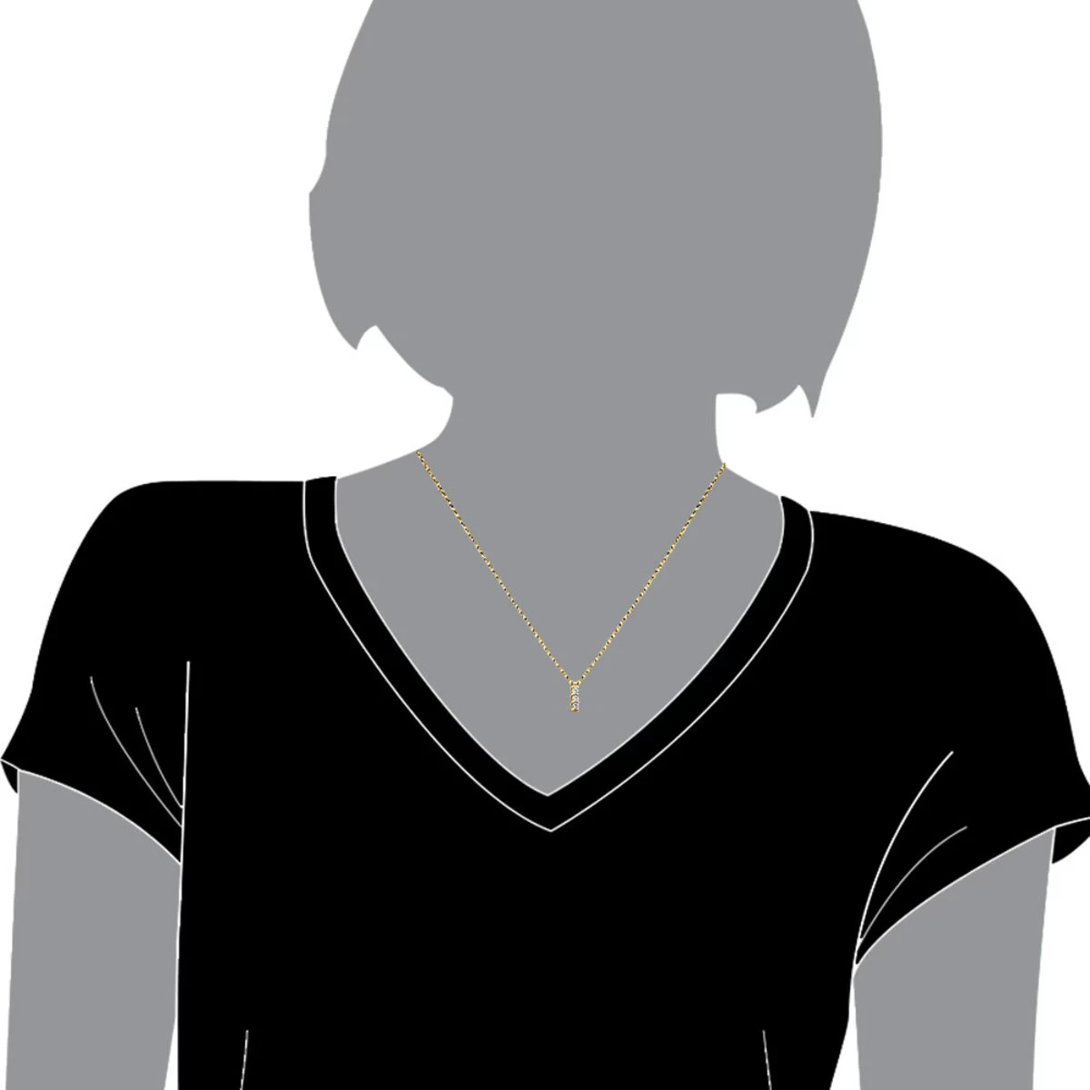 14K Yellow Gold 3 Stone Diamond Journey Pendant For Women 0.3ct 6 14K Yellow Gold 3 Stone Diamond Journey Pendant For Women 0.3ct - Image 4