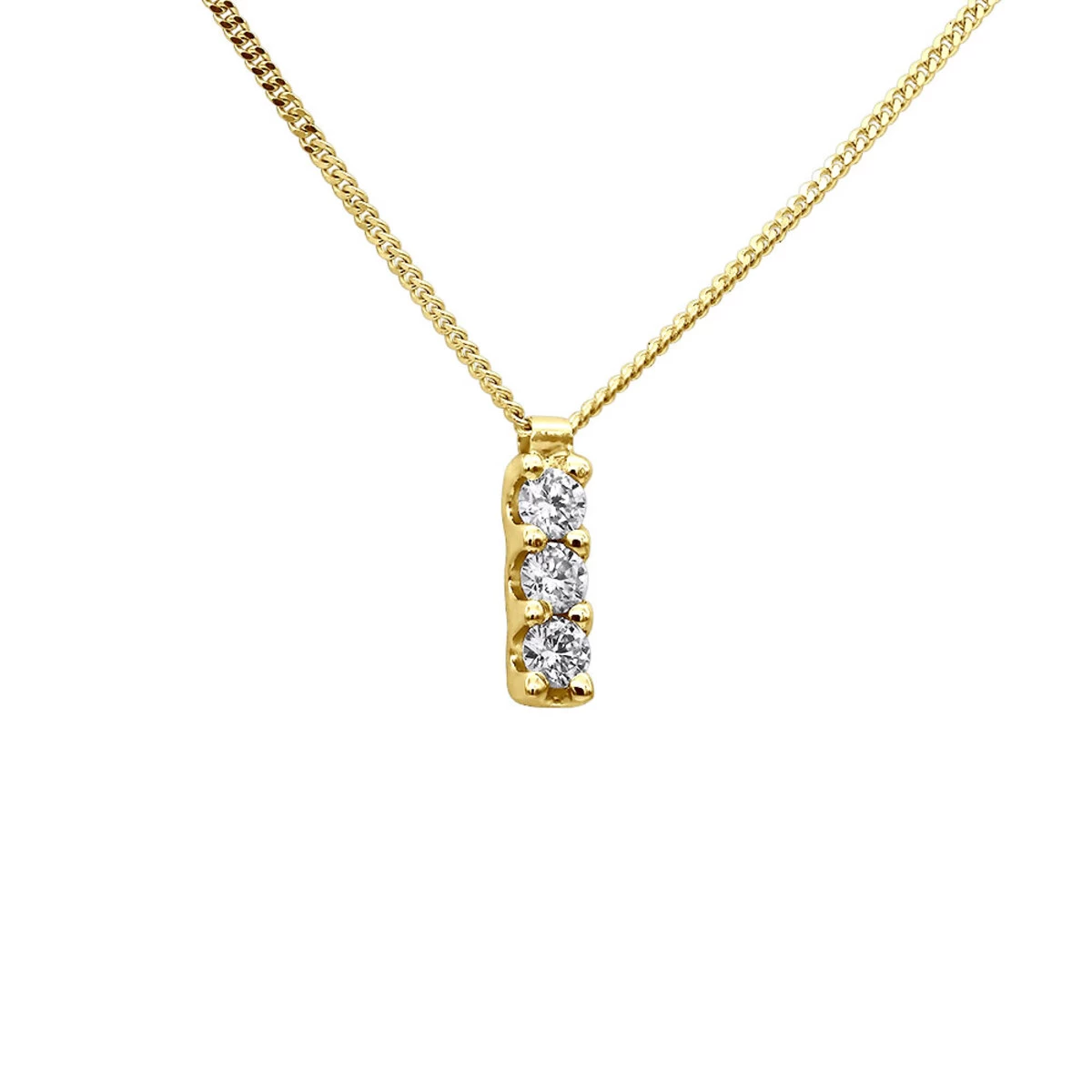 14K Yellow Gold 3 Stone Diamond Journey Pendant For Women 0.3ct 3 14K Yellow Gold 3 Stone Diamond Journey Pendant For Women 0.3ct