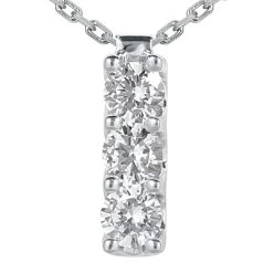 14K White Gold 3 Stone Diamond Journey Pendant 0.60ct