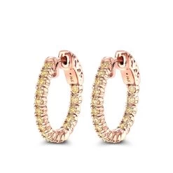 14K Yellow Gold 3/4in Inside Out Yellow Diamond Hoop Earrings 1 Carat By Luxurman -Fashion Accessories Shop 14k gold 34in inside out yellow diamond hoop earrings 1 carat by luxurman ro