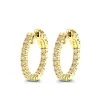 14K Yellow Gold 3/4in Inside Out Yellow Diamond Hoop Earrings 1 Carat By Luxurman