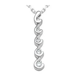 14K White Gold Designer 5 Stone Diamond Journey Necklace 0.75ct