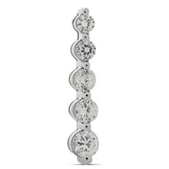 14K White Gold 5 Stone Round Diamond Journey Necklace 1ct