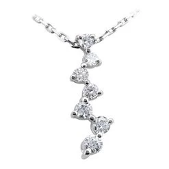 14K White Gold Designer 7 Stone Diamond Journey Necklace 1ct