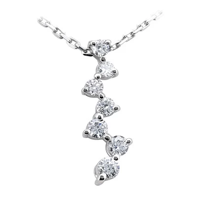 14K White Gold Designer 7 Stone Diamond Journey Necklace 1ct 3 14K White Gold Designer 7 Stone Diamond Journey Necklace 1ct