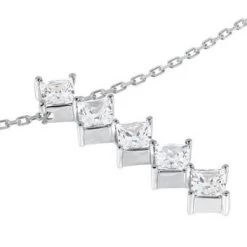 14K White Gold 5 Stone Princess Cut Diamond Journey Necklace 2.50ct -Fashion Accessories Shop 14k gold 5 stone diamond journey necklace 250ct p 28173 back white 20220426