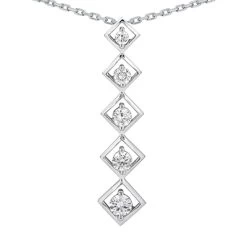 14K White Gold Unique 5 Stone Diamond Journey Pendant 0.25ct