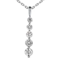 14K White Gold Unique 5 Stone Diamond Journey Pendant 0.50ct