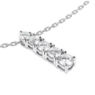 14K White Gold Prong Set 5 Stone Diamond Journey Pendant 0.50ct 4 14K White Gold Prong Set 5 Stone Diamond Journey Pendant 0.50ct - Image 2