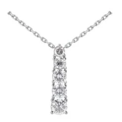 14K White Gold Prong Set 5 Stone Diamond Journey Pendant 0.50ct