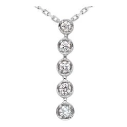 14K White Gold 5 Stone 4 Prong Set Diamond Journey Pendant 0.50ct