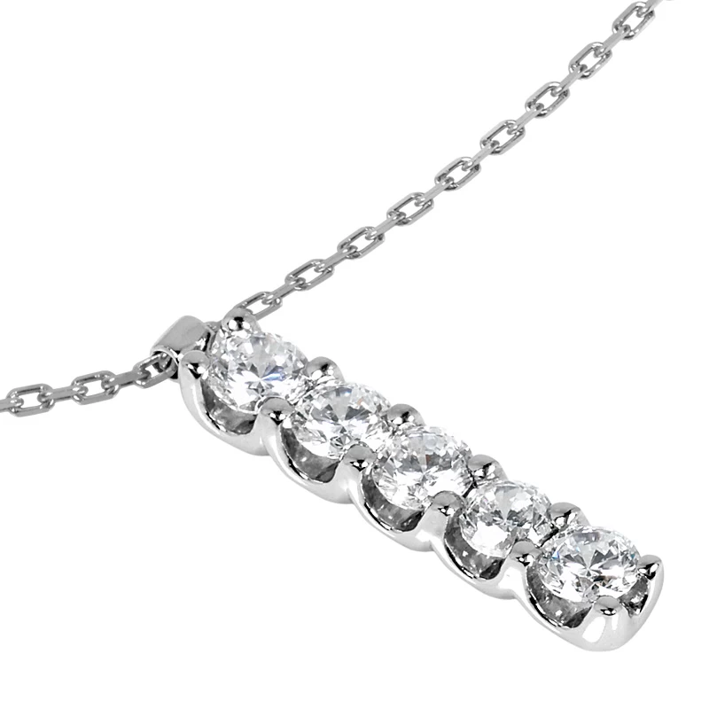 14K White Gold Designer 5 Stone Diamond Journey Pendant 0.75ct 6 14K White Gold Designer 5 Stone Diamond Journey Pendant 0.75ct - Image 4