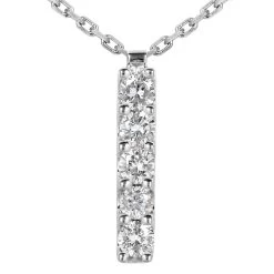 14K White Gold Designer 5 Stone Diamond Journey Pendant 0.75ct