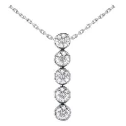 14K White Gold Unique 5 Stone Diamond Journey Pendant 0.75ct