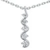 14K White Gold 5 Stone Diamond Journey Pendant 1.02ct