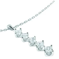 14K White Gold 5 Stone Diamond Journey Pendant For Women 1.08ct -Fashion Accessories Shop 14k gold 5 stone diamond journey pendant 108ct p 28134 additional white