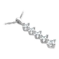 14K White Gold 5 Stone Diamond Journey Pendant For Women 1.08ct -Fashion Accessories Shop 14k gold 5 stone diamond journey pendant 108ct p 28134 back white 20220426