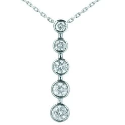 14K White Gold Designer 5 Stone Diamond Journey Pendant 1.50ct