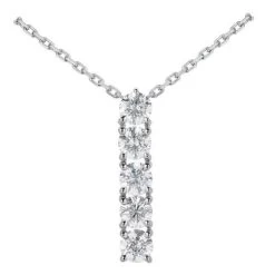 14K White Gold 5 Stone Diamond Journey Pendant 1.50ct