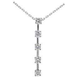14K White Gold 5 Stone Diamond Journey Pendant 1.75ct