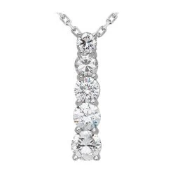 14K White Gold Handmade Unique 5 Stone Diamond Journey Pendant 1ct