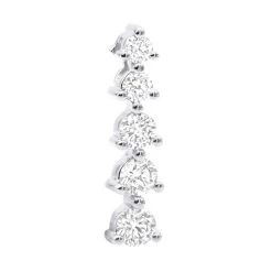 14K White Gold 5 Stone Prong Set Diamond Journey Pendant 1ct