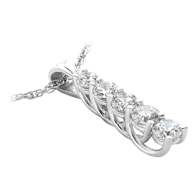 14K White Gold Unique 5 Stone Diamond Journey Pendant 2.50ct 4 14K White Gold Unique 5 Stone Diamond Journey Pendant 2.50ct - Image 2