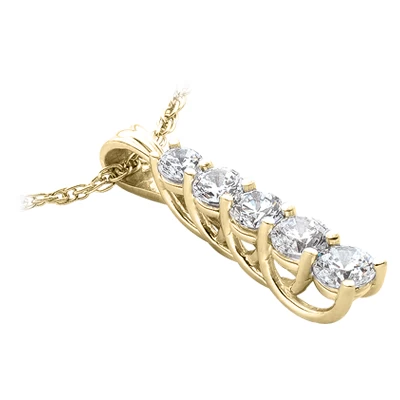 14K White Gold Unique 5 Stone Diamond Journey Pendant 2.50ct 5 14K White Gold Unique 5 Stone Diamond Journey Pendant 2.50ct - Image 3