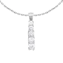 14K White Gold Unique 5 Stone Diamond Journey Pendant 2.50ct