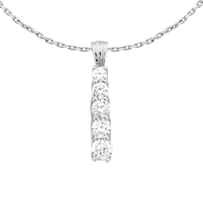 14K White Gold Unique 5 Stone Diamond Journey Pendant 2.50ct 3 14K White Gold Unique 5 Stone Diamond Journey Pendant 2.50ct