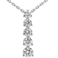 14K White Gold 5 Stone Handmade Unique Diamond Journey Pendant 2.50ct