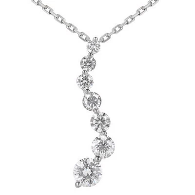 14K White Gold 7 Stone Diamond Journey Necklace 1ct 3 14K White Gold 7 Stone Diamond Journey Necklace 1ct