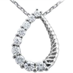 14K White Gold 9 Stone Diamond Journey Necklace 0.75ct