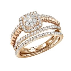 14K White Gold Affordable Halo Diamond Engagement Ring And Wedding Band Set 0.8ct -Fashion Accessories Shop 14k gold affordable halo diamond engagement ring and wedding band set 08ct ro