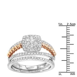 14K White Gold Affordable Halo Diamond Engagement Ring And Wedding Band Set 0.8ct -Fashion Accessories Shop 14k gold affordable halo diamond engagement ring and wedding band set 08ct rulerwh