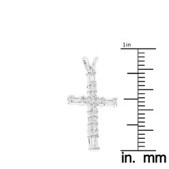 14K White Gold Baguette & Round Diamond Cross Necklace 0.35ct -Fashion Accessories Shop 14k gold baguette round diamond cross necklace 035ct p 26537 rulerwh