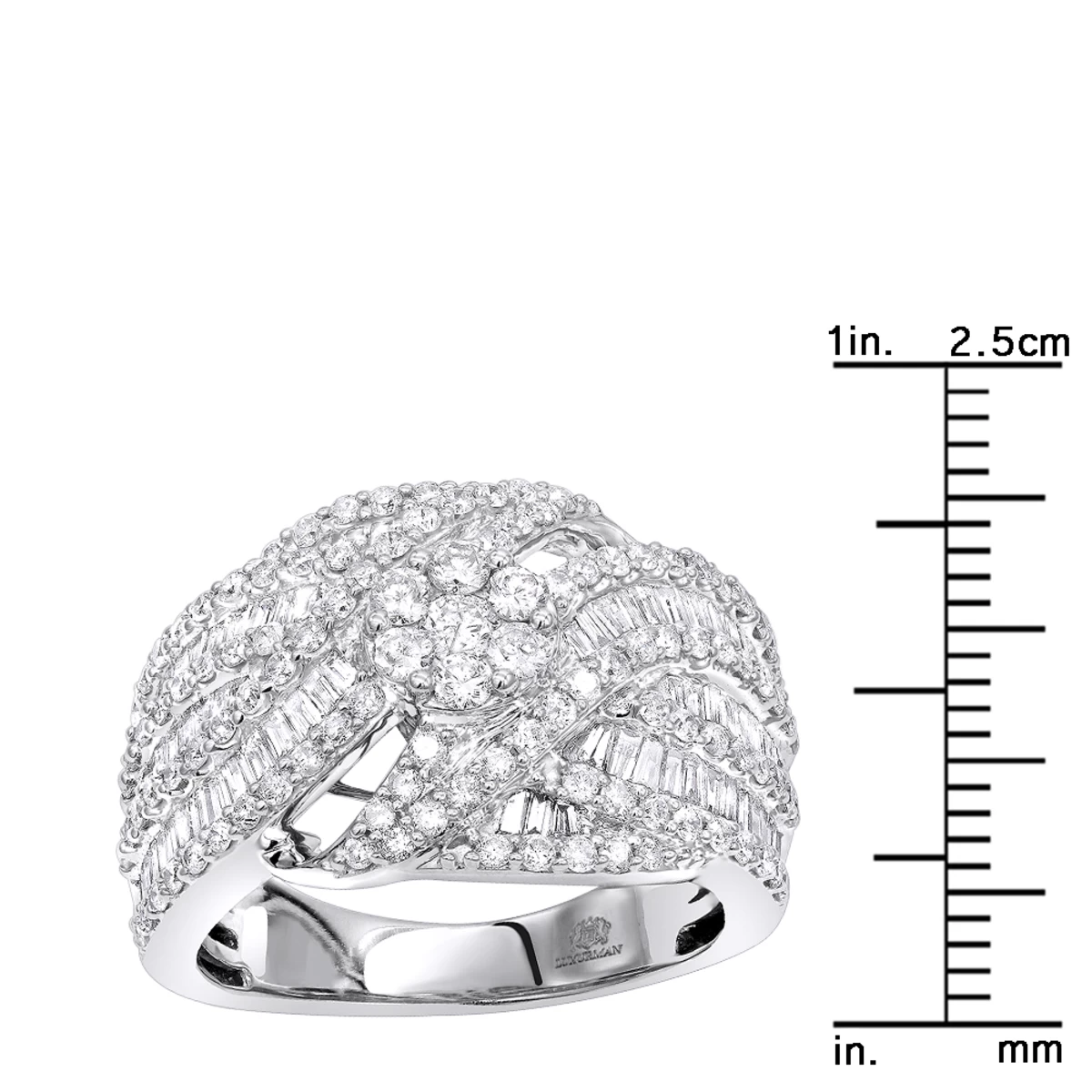 14K White Gold Baguette Round Diamond Ladies Cocktail Ring 2.25ct By Luxurman 8 14K White Gold Baguette Round Diamond Ladies Cocktail Ring 2.25ct By Luxurman - Image 6