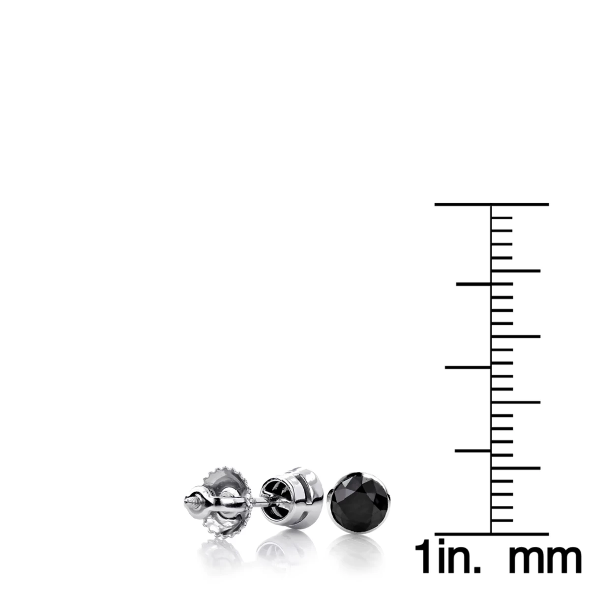 14K White Gold Black Diamond Stud Earrings Bezel Set 0.75ct 8 14K White Gold Black Diamond Stud Earrings Bezel Set 0.75ct - Image 6