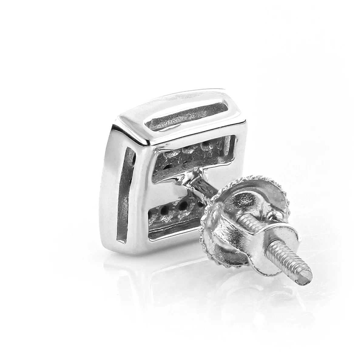 14K White Gold Blue Yellow Diamond Earrings 0.19ct 6 14K White Gold Blue Yellow Diamond Earrings 0.19ct - Image 4