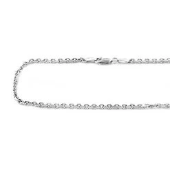 14K White Gold Cable Chain, 20 -40 Inches Long 2mm Wide.