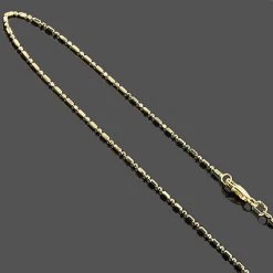 14K Yellow Gold Bead Bar Chain Necklace 1mm 20"
