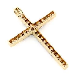 14K Yellow Gold White And Brown Diamond Cross Pendant 0.86ct -Fashion Accessories Shop 14k gold clear and brown diamond cross pendant 086ct p 6564 backye