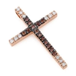 14K Yellow Gold White And Brown Diamond Cross Pendant 0.86ct -Fashion Accessories Shop 14k gold clear and brown diamond cross pendant 086ct p 6564 ro