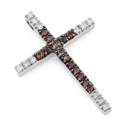 14K Yellow Gold White And Brown Diamond Cross Pendant 0.86ct -Fashion Accessories Shop 14k gold clear and brown diamond cross pendant 086ct p 6564 wh