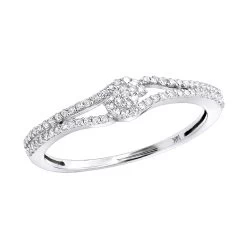 14K White Gold Cluster Diamond Ring For Women 0.31ct
