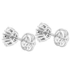 14K White Gold Cluster Flower Diamond Stud Earrings For Women 0.75ct By Luxurman -Fashion Accessories Shop 14k gold cluster flower diamond stud earrings for women 075ct by luxurman backwh