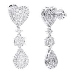 14K White Gold Dangle Diamond Heart Earrings 3ct By LUXURMAN -Fashion Accessories Shop 14k gold dangle diamond heart earrings 3ct by luxurman white 20220601