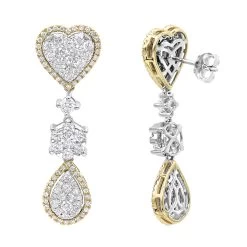 14K White Gold Dangle Diamond Heart Earrings 3ct By LUXURMAN -Fashion Accessories Shop 14k gold dangle diamond heart earrings 3ct by luxurman yellow
