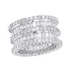 18K White Gold Designer Baguette Round Diamond Eternity Ring 7.8ct By Luxurman