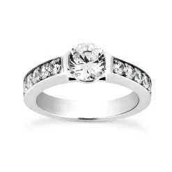 14K White Gold Designer Round Diamond Engagement Ring 0.60ct